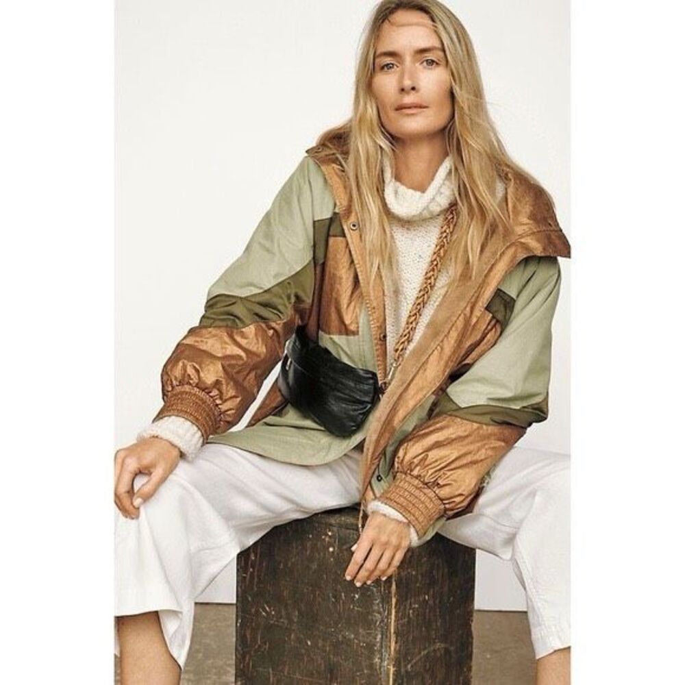 Anthropologie Adirondack Metallic Parka Jacket Size L